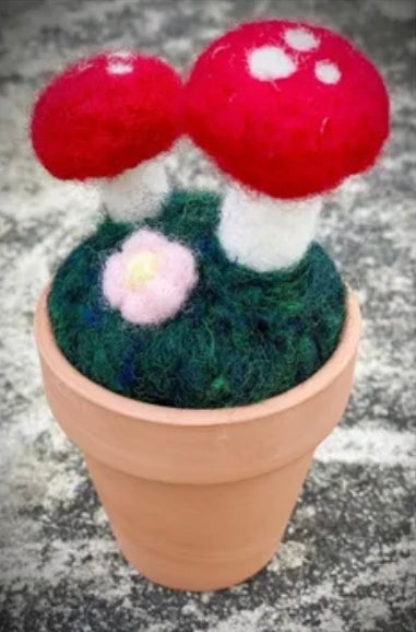 Little Mushroom in a Terracotta Pot Needle Felting Kit